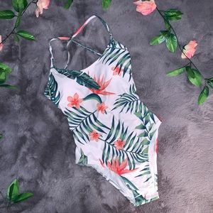 Tropical one-piece bathing suit